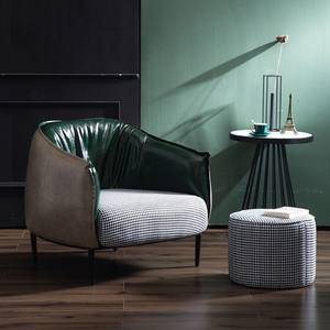 Sillón Individual de Estilo Nórdico, Tapizado en Cuero, Redondo, para Sala de Estar o Estudio - Product Image 4