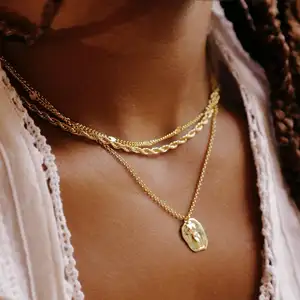 Collar de cadena de eslabones de cuerda trenzada de acero inoxidable, Gargantilla gruesa chapada en oro de 18K de alta gama para mujer, 4mm