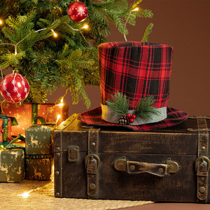 Bestselling Top Hat <b>Christmas</b> <b>Tree</b> <b>Topper</b> Set Red Black Tartan Pine Ornaments Xmas <b>Tree</b> Top Decorations - Product Image 6