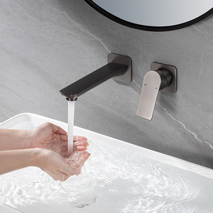 Wall Mounted Basin Faucet Single Handle Brass Concealed Installation Minimalist Design - Product Image 1