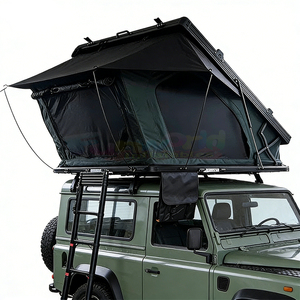 Tente de toit de luxe triangulaire pour camping, sac à chaussures inclus, tente de toit rigide en aluminium pour voiture avec échelle - Product Image 5