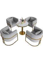 Moderne, léger, luxe, bureau, hall de l'hôtel, canapé de réception, confortable, assis depuis longtemps, ensemble table et chaises