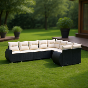 Pe <b>Rattan</b> Garden <b>Sofa</b> Set 6 Seater Adjustable Feet Outdoor Furniture Contemporary Style - Product Image 2