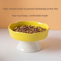 Keramik-Fressnapf für Katzen und Hunde mit erhöhter Halsstütze, Anti-Verschlucken-Design und Blumenmundform