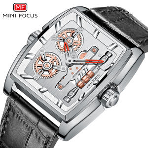 MINI FOCUS Montre populaire pour homme, boîtier en forme de seau, bracelet en cuir véritable, montre pour homme 0322G - Product Image 3