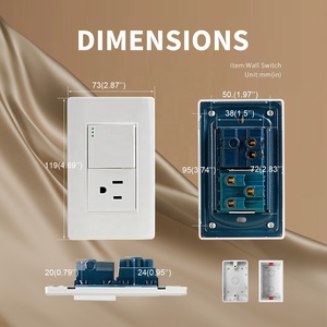 인기 디자인 난연성 PC 백색 패널 미국 표준 3극 벽면 콘센트 및 1구 1방향 조명 로커 스위치 - Product Image 3