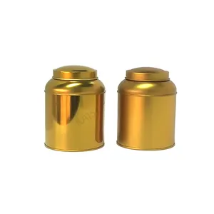 Ready to Ship Classic Gold Round Tea Tin Can Double Lid Tea Canister 100G Inner Lid Coffee Tea Tin Box