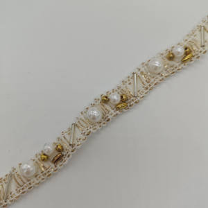 KUQI Garniture de luxe faite à la main en perles avec des perles dorées et un tube métallique argenté <span class=keywords><strong>pour</strong></span> robe de mariée et vêtements G005 - Product Image 6