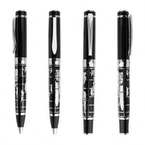 Stylo bille en métal avec logo personnalisé, carte du monde, noir et argent, cadeau promotionnel pour le bureau, stylo de promotion pour les entreprises, vente en gros - Product Image 1