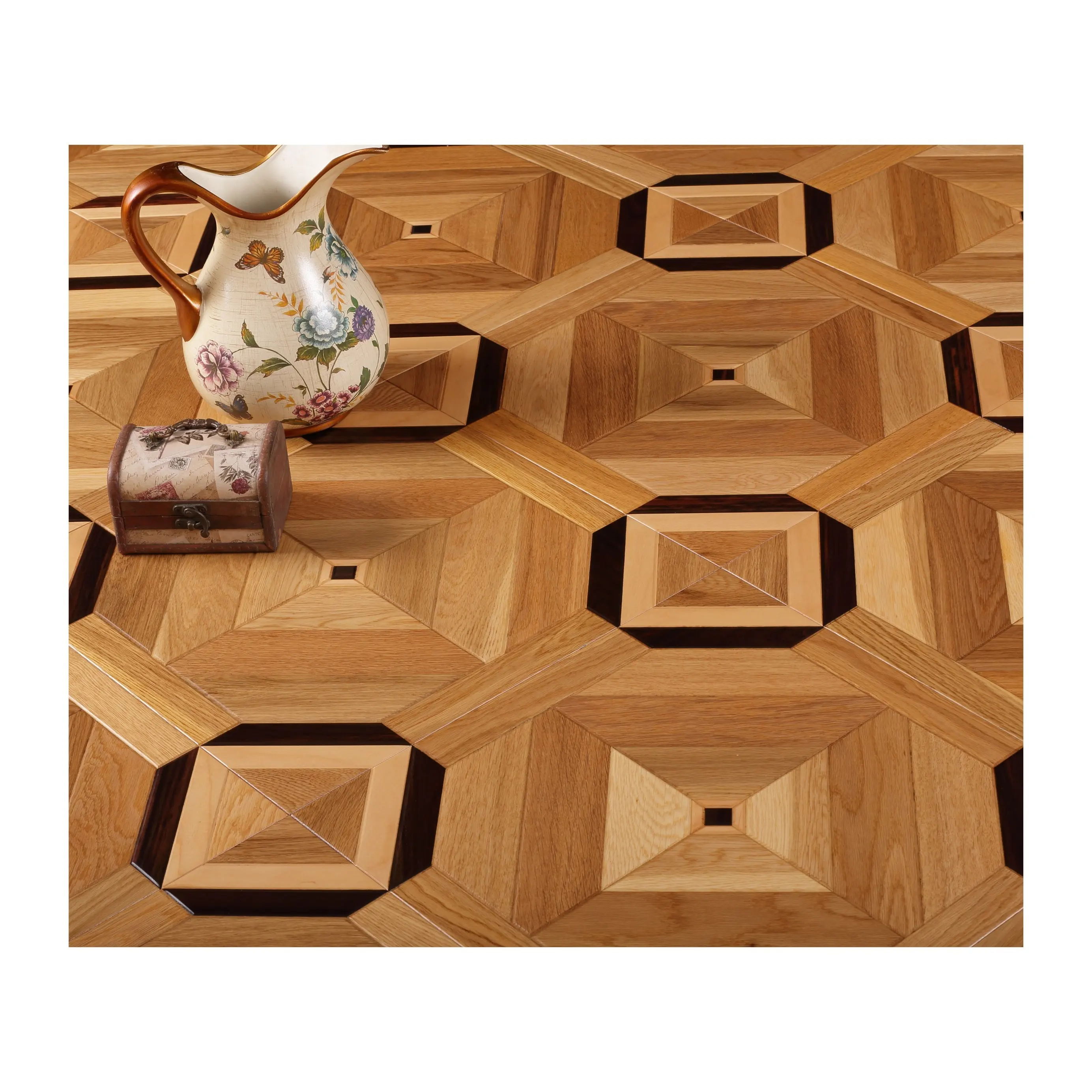 Popular Design Customs Made Wood Flooring Inlay Art Parquet Engineered Wood Flooring