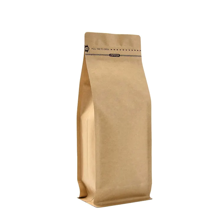 Saco de empacotamento de papel para café com válvula, saco de embalagem impresso sob encomenda para café, grau alimentício, 100% biodegradável