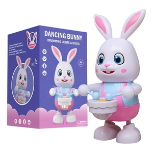 Jouet éducatif pour enfants avec logo personnalisé, lapins de dessin animé dansants et chantants, fonctionnant sur piles, avec musique et lumière, pour un cadeau de Pâques - Product Image 1