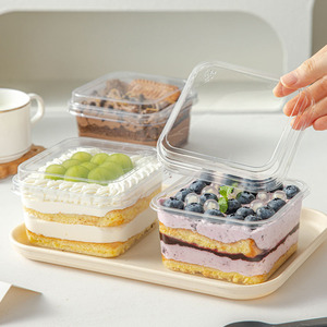 Plástico de grado alimenticio reutilizable transparente cuadrado vacío cubierto tiramisú pastel y postre caja de embalaje para hornear - Product Image 4