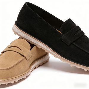 Chaussures plates en daim et cuir véritable pour hommes, élégantes, durables, à enfiler, décontractées, de créateur italien - Product Image 2