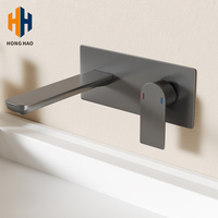 Robinet d'alimentation en eau chaude/froide moderne finition chrome brossé, montage mural, construction en laiton, mitigeur monocommande pour évier de cuisine