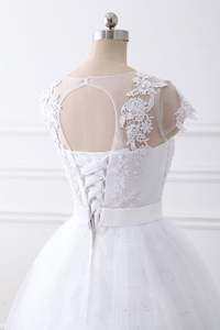 <span class=keywords><strong>Vestidos</strong></span> de Novia de Encaje Blanco Puro Sencillo con Mangas Cortas de Tul, Tallas Grandes, Vestido Formal Maxi, Tallas 2-26W, Gran Oferta <span class=keywords><strong>2021</strong></span> - Product Image 5