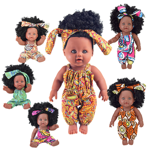 Poupée africaine réaliste de 30 cm avec cheveux afro, poupée reborn <span class=keywords><strong>noire</strong></span> en vinyle souple pour filles, jouet de confort et cadeau éducatif culturel - Product Image 1