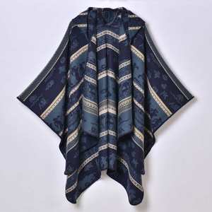 Chal Grueso de Jacquard para Mujer, Otoño Invierno, Nuevo, Cálido, con Capucha, Estilo Étnico - Product Image 4