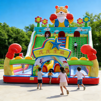 Castillo Inflable con Tobogán y Obstáculos con Diseño de Tigre, para Fiestas Infantiles Comerciales, Casa de Brinco para Alquiler