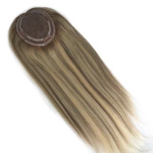 Topper de <span class=keywords><strong>cheveux</strong></span> humains russes de haute qualité, 5.5*6.6, en dentelle suisse, brun cendré balayage, densité 130%, mélange naturel avec vos propres <span class=keywords><strong>cheveux</strong></span> - Product Image 2