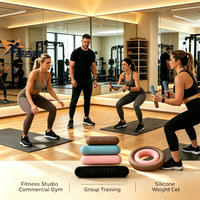Ensemble d'haltères en silicone avec anneaux lestés et barre d'exercice – Équipement de musculation pour la salle de sport et le centre de fitness