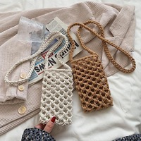 Bolso Bandolera Pequeño de Verano Estilo Coreano Más Vendido con Diseño Calado de Cuerda de Algodón Tejida y Forro de Polialgodón