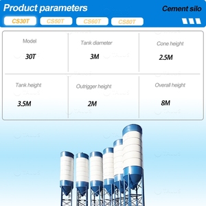 30Tセメントサイロ亜鉛メッキ鋼製セメント貯蔵タンク設計、ノックダウン構造、乾燥バルク粉末貯蔵用 - Product Image 2