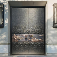 Porte d'entrée double américaine en fonte d'aluminium pour villa, porte principale de sécurité antivol pour appartement commercial et salon, sur mesure