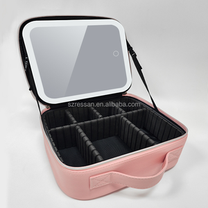 Caja de almacenamiento de cosméticos de escritorio de gran capacidad, bolsa de <span class=keywords><strong>maquillaje</strong></span> portátil impermeable <span class=keywords><strong>con</strong></span> espejo de <span class=keywords><strong>luz</strong></span> LED <span class=keywords><strong>para</strong></span> viajes - Product Image 2