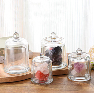 Lussuoso Portacandele Decorativo <span class=keywords><strong>in</strong></span> <span class=keywords><strong>Vetro</strong></span> Multicolore con Campana <span class=keywords><strong>in</strong></span> <span class=keywords><strong>Vetro</strong></span> e Coperchio a Cupola per Decorazioni Matrimoniali - Product Image 6
