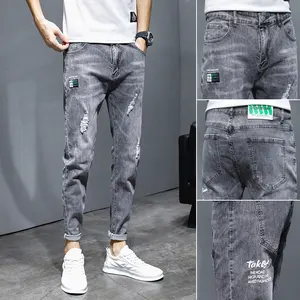 Celana Jeans Denim Pria, Celana Jins Denim Desain Baru Modis Murah untuk Pria Slim Fit