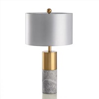 Lámpara de Noche LED con Base de Mármol y Pantalla de Tela, Lámpara de Mesa Moderna de Lujo con Base de Mármol para Uso en Hoteles, Gran Venta