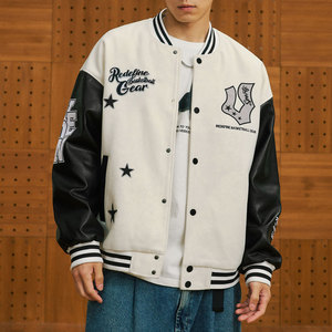 <span class=keywords><strong>Veste</strong></span> universitaire Preppy personnalisée en gros hommes manteau de baseball décontracté coupe-vent avec broderie lourde et bouton XL pour l'automne - Product Image 4