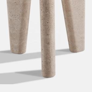 Mesa Auxiliar Redonda de Piedra Natural Travertino, Diseño de Trípode Único, Estilo Italiano, Muebles Nórdicos para el Hogar - Product Image 4