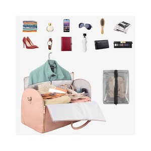 Sac de voyage unisexe grand format prêt à l'emploi, personnalisable avec logo, style tendance, fermeture éclair, en PU et polyester, sac de sport à suspendre, motif géométrique - Product Image 2