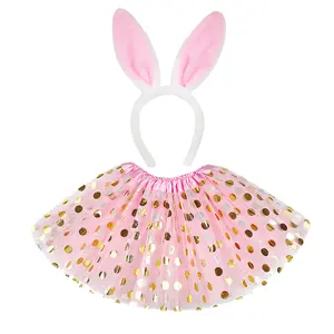 ชุดกระต่ายสำหรับเทศกาลอีสเตอร์,ชุดแฟนซีหูกระต่ายสำหรับเด็กผู้หญิงชุดอุปกรณ์เสริม