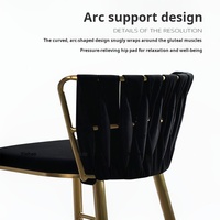 Chaise de bar en acier inoxydable, chaise de bar créative nordique, chaise haute moderne et simple en tissu tissé à la main, luxe léger en métal