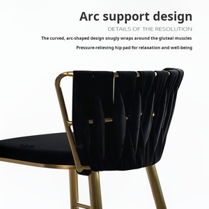 Silla de <span class=keywords><strong>Bar</strong></span> de Acero Inoxidable, Estilo Nórdico Creativo, Moderna y Sencilla, con Tejido a Mano, Silla Alta de Metal de Lujo Ligero - Product Image 2