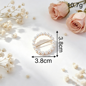 Boucle de Foulard Ronde en Imitation Perle, Plaqué Or, en Métal, pour Accessoires Femme, Décoration de Vêtements et Châles – Vente en Gros - Product Image 1