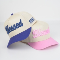 Groothandel OEM Hoge Kwaliteit A-Frame Custom Logo 3D Borduurwerk Gestructureerde 5 Panel Katoenen Letter Tweekleurige Pet Baseball Cap