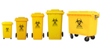 Tempat sampah plastik standar, tempat sampah kuning ukuran besar 50 Liter dalam dan luar ruangan penyimpanan