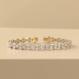 Gold Natural Diamond Tennis Bracelet Double <b>Row</b> Marquise Shape Design Fine Jewelry Luxury Yellow Gemstone Wristband Classic <b>Gift</b> - Product Image 2