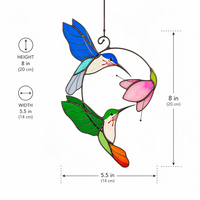 Colibri Couple vitrail Suncatcher Art déco Design fenêtre décoration pour les amoureux des oiseaux parfait cadeau de fête des pères