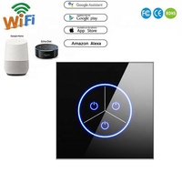 Interruptor de Luz LED WiFi Estándar del Reino Unido y la Unión Europea, 220V, 1/2/3 Botones, Negro/Blanco, Táctil de Pared, con Control Remoto por Aplicación Smart Life y Alexa