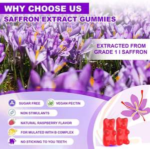 Complément <span class=keywords><strong>alimentaire</strong></span> végétalien en gommes à l'extrait de safran de haute qualité, marque privée OEM Chine, pour adultes, favorise l'humeur, le sommeil, la mémoire et l'énergie - Product Image 3