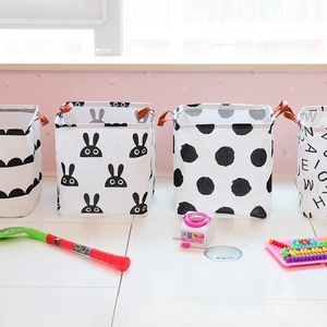 Storage basket cotton and linen fabric folding container Nordic letters large toy storage box