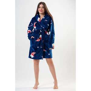 Bata de dormir navideña de forro polar para mujer, azul, con capucha, suave, de manga larga, informal, con diseño de gato y dulces - Product Image 6