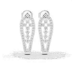 Exclusivos Pendientes de Oreja con Diamantes Redondos Cultivados en Laboratorio, Chapados en Rodio, en Oro Blanco de 18 Quilates, para Uso Diario, Fiestas y Regalos para Mujeres - Product Image 1