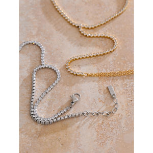 سلسلة مجوهرات من الفولاذ المقاوم للصدأ من jinyo بلينغ من الزركونيا المكعبة خلف سلسلة اليد سوار معصم لامع مع إصبع بيجو - Product Image 4