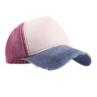 Gorra de béisbol de 5 paneles desestructurada, lavada y desgastada, de sarga de algodón con contraste de color, logotipo personalizado, estilo vintage, ajustable